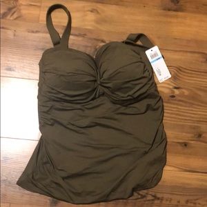 NWT army green tankini with removable straps